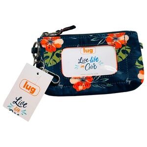 Lug Metro XL ID Pouch Wallet Key Clip Coin Purse Aloha Navy Clutch Bag NWT